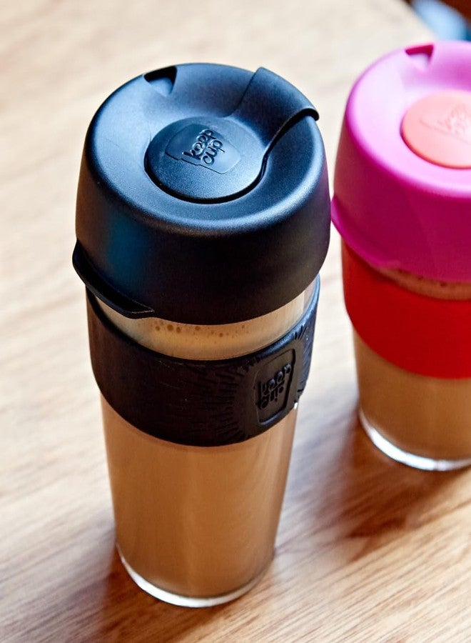 KeepCup Original, Lightweight Plastic Reusable Coffee Cup with Splashproof Sipper Lid - Medium 12oz/340ml - Black - Image 2